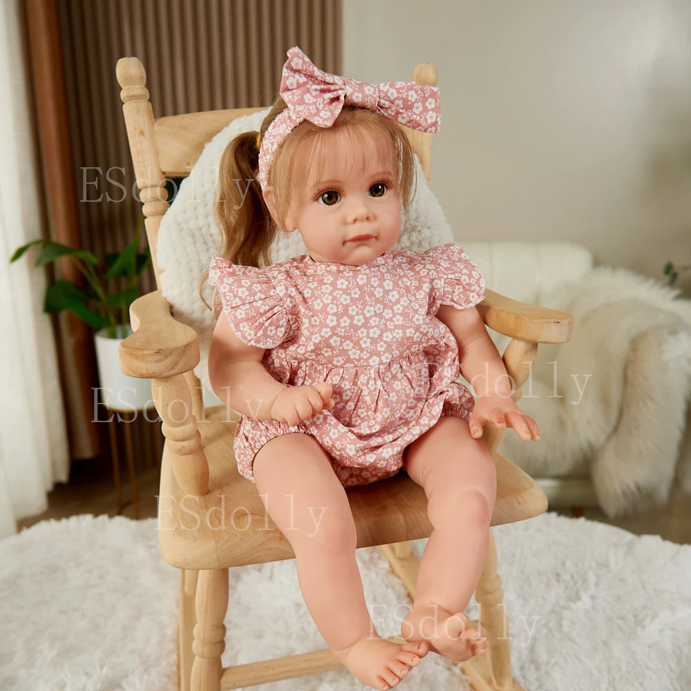 23 Inches Handmade Lifelike Silicone Reborn Baby Doll with Magnetic Pacifier
