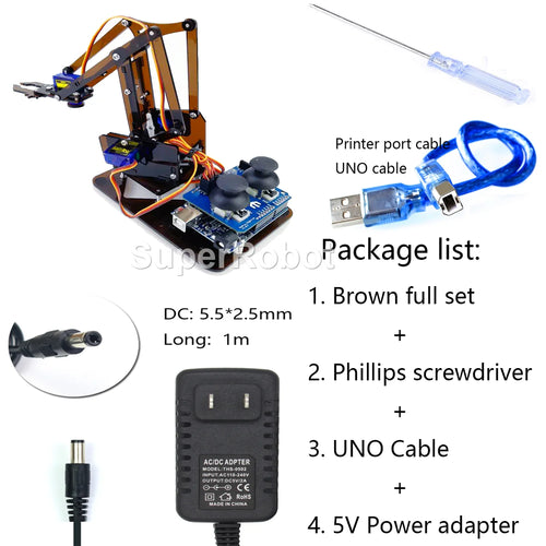 DIY 4-Degree-of-Freedom Acrylic Robot Arm Kit ToylandEU.com Toyland EU