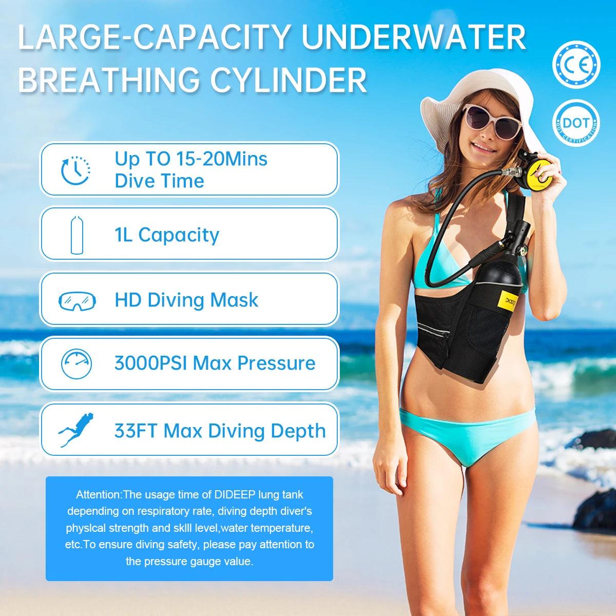 Scuba Diving Tank Set | 1L Tank 3000 PSI | Toylandeu™