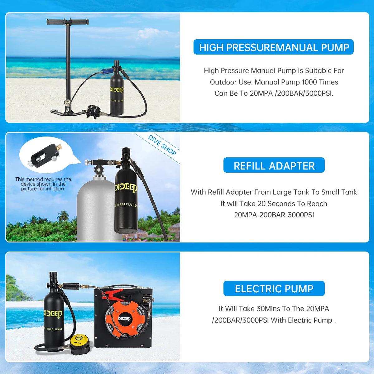 Scuba Diving Tank Set | 1L Tank 3000 PSI | Toylandeu™