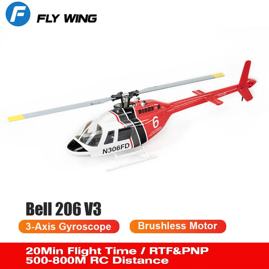 FLY WING Bell 206 V3 RC Helicopter RTF PNP 6 Channel 1/16 Brushless Toyland EU