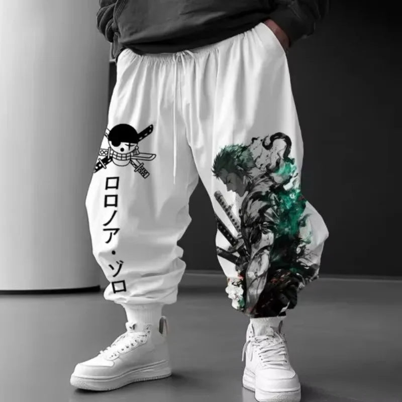 Men's Anime Joggers | Zoro Cartoon Print | Polyester Fabric | Summer Streetwear