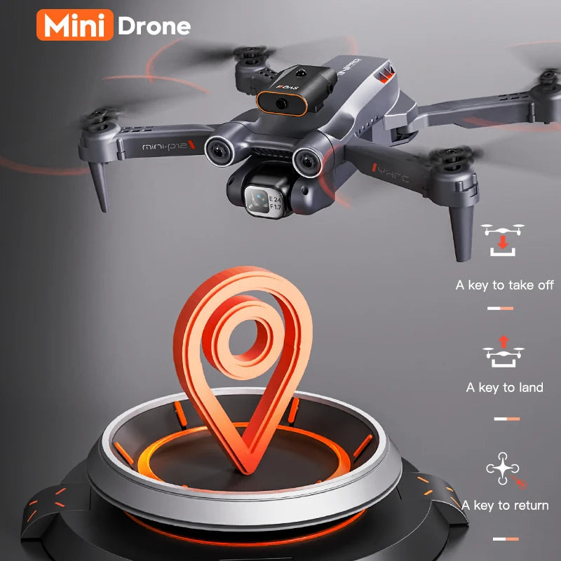 New P12 Mini Drone Obstacle Avoidance 4K 8K HD Camera Optical Flow - ToylandEU