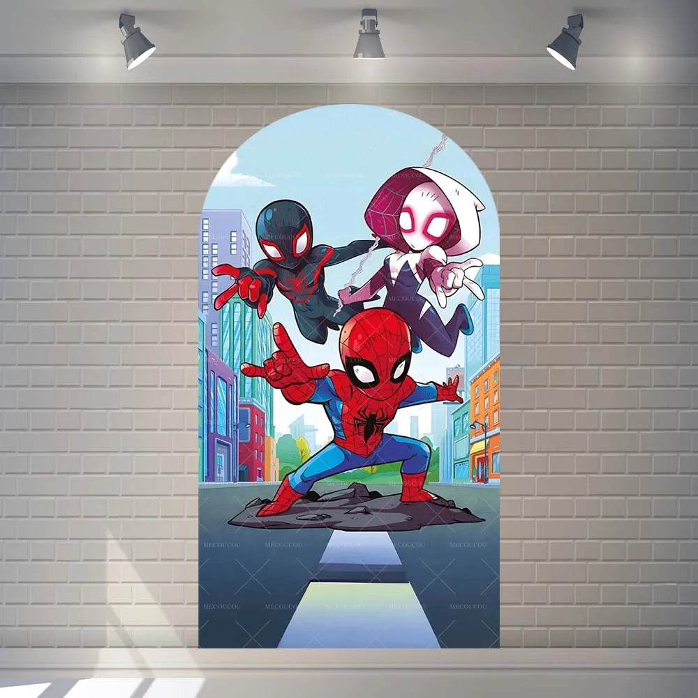 Photography Backdrop | Spider Man Theme | Polyester Fabric | Custom Name And Age