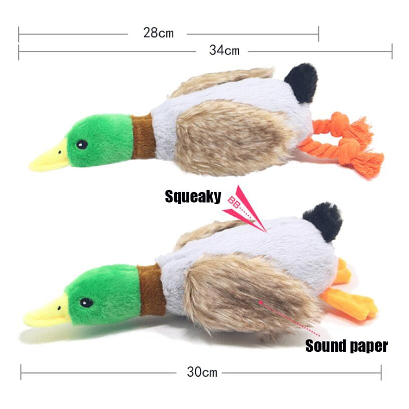 Adorable Squeaky Duck Plush Dog Toy with Chew Rope - Pet Accessories