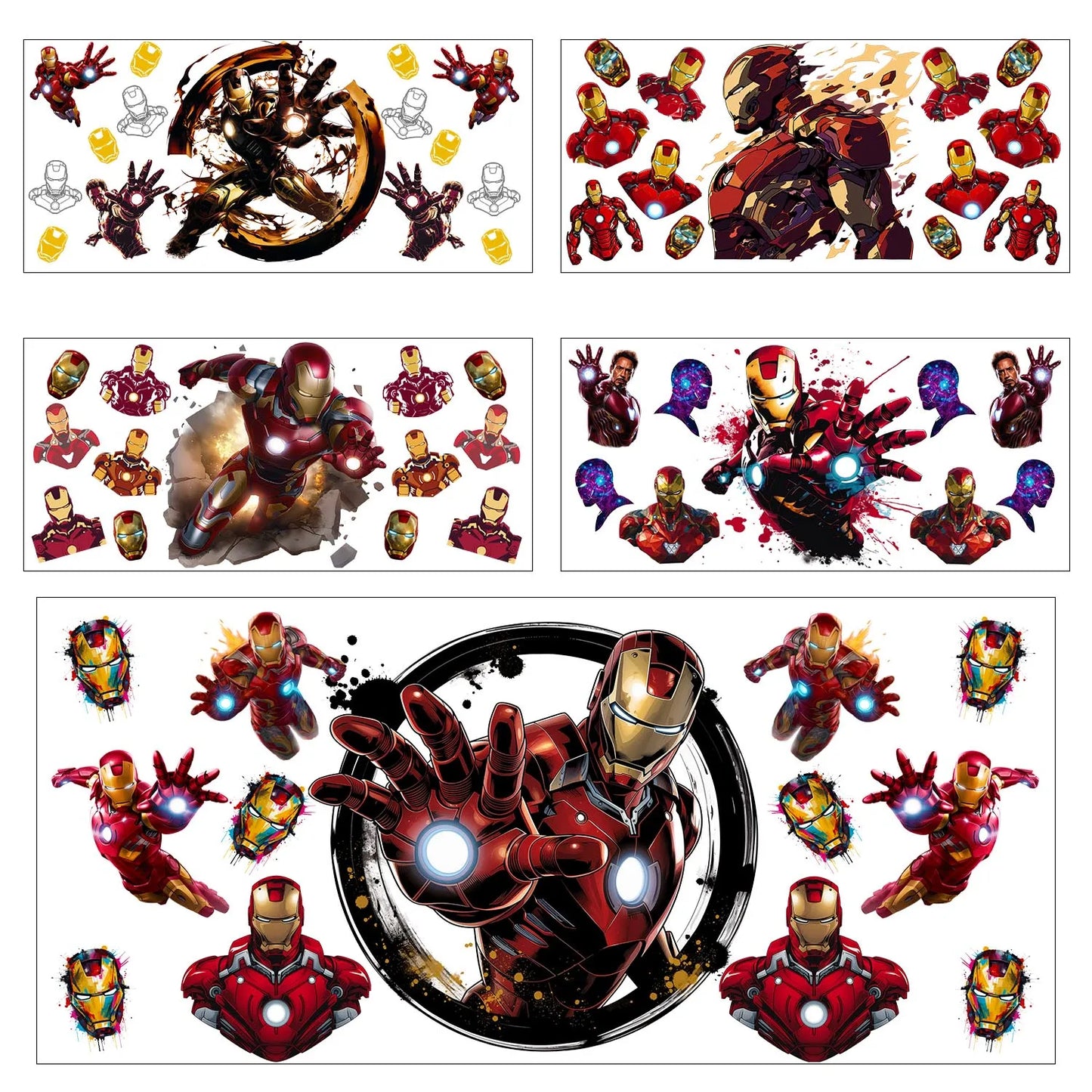 UV DTF Transfer Stickers | Super Hero Cartoon | 5pc Set | 16oz Cup Wraps