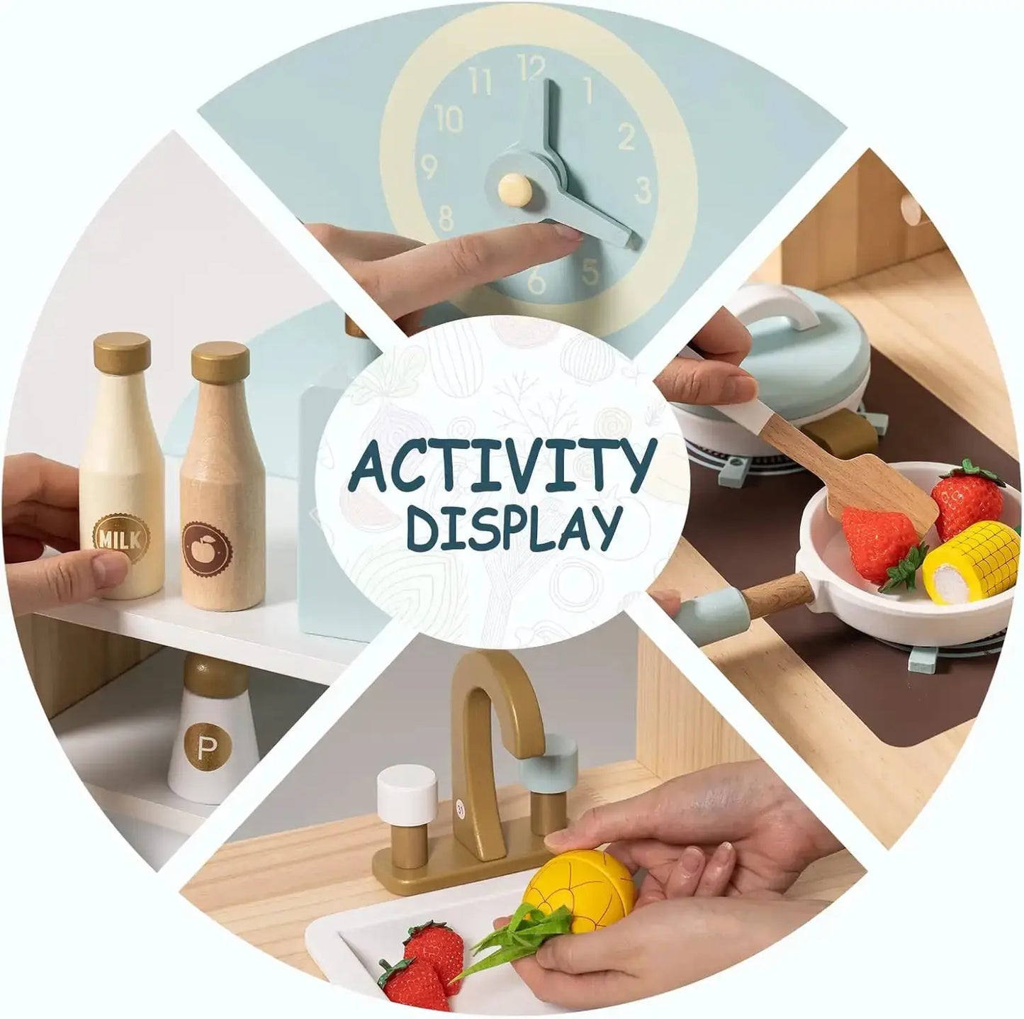 Robotime Robud Wooden Kitchen for Kids Play Kitchen with Plenty of Play Features Toddler Kitchen Set Gift for Girls Boys 3+ - ToylandEU