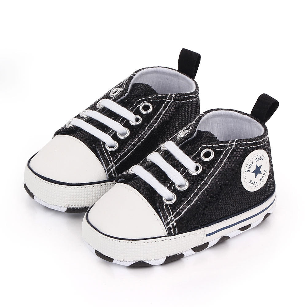 Fashionable Bling Canvas Shoes for Baby Girls - Soft Sole Toddler Sneakers - ToylandEU