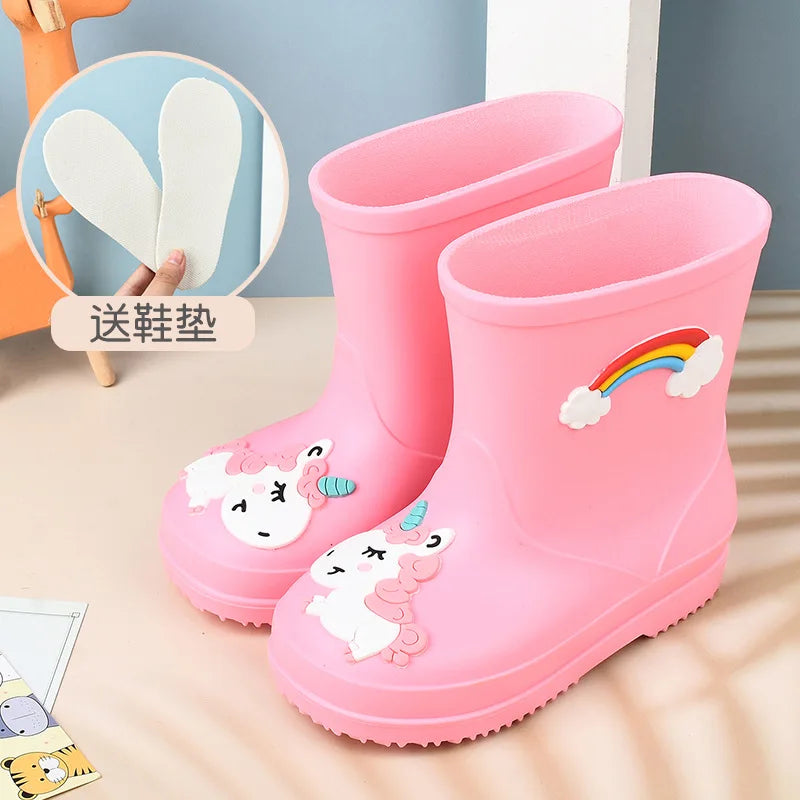 Kids Rain Boots | Waterproof Non Slip | Cartoon Print | Toddler Youth