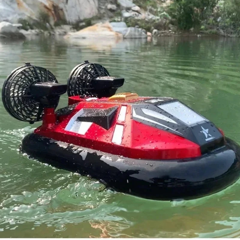 RC 4-Way Remote Control Amphibious Hovercraft Speedboat for Kids - High-Speed Electric Land and Water Racing Toy