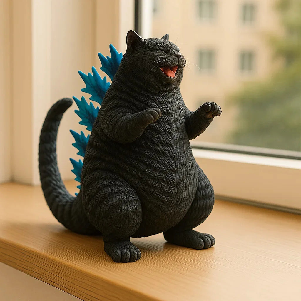 Goth Cat Figurine | Resin | Monster Cat Statue | 5.5 x 7.5 x 8.5 cm