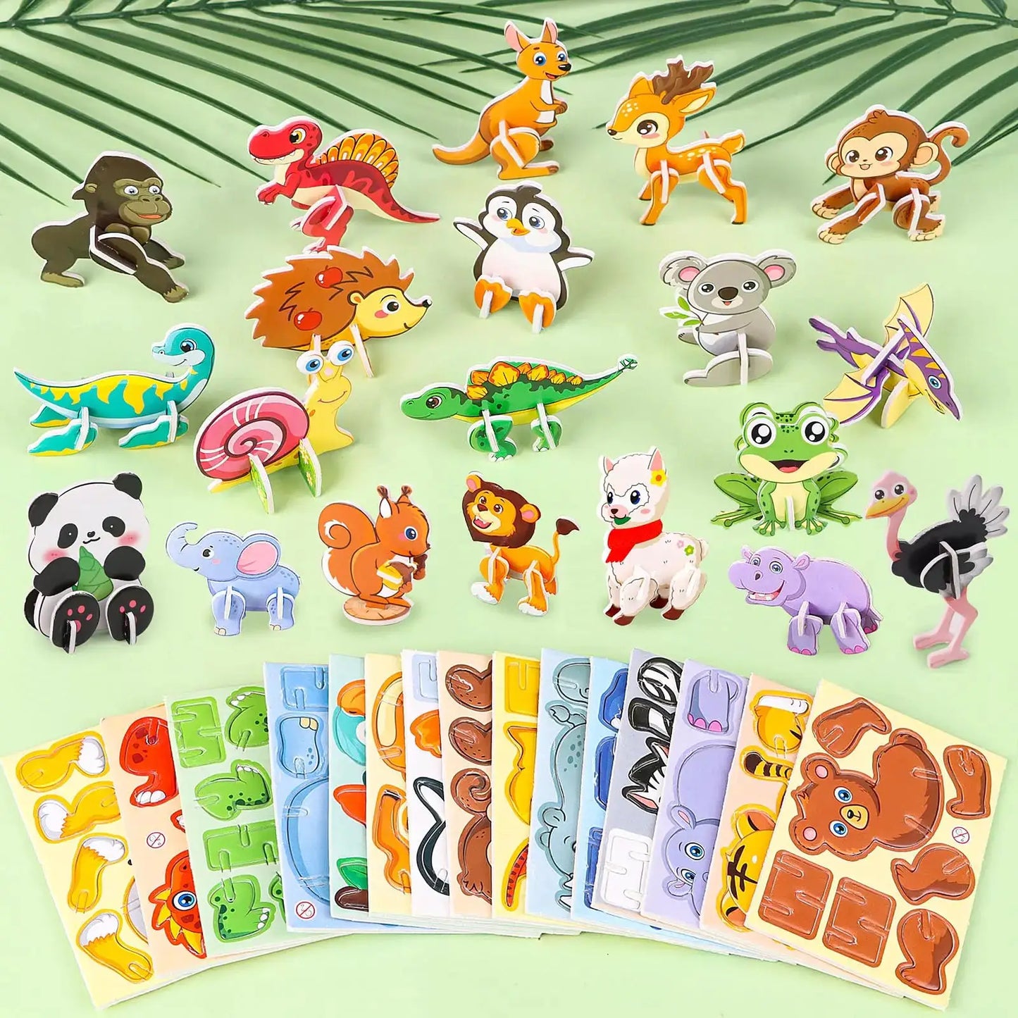 30pcs/set 3D Cartoon Puzzles Educational Toys Insect, Dinosaur, Animal, and Vehicle Themes 3D DIY Cardboard Puzzles - ToylandEU