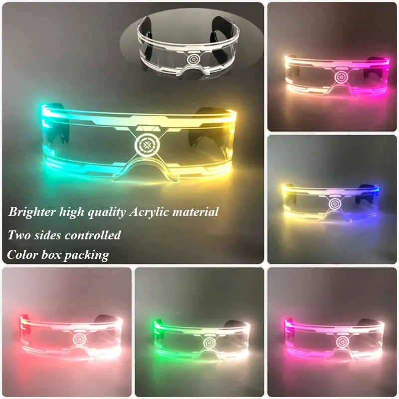Luminous Glasses 7 Colors and 4 Modes Cyberpunk Glasses Futuristic Sunglasses rave Accesories for man women cospaly supplies - ToylandEU