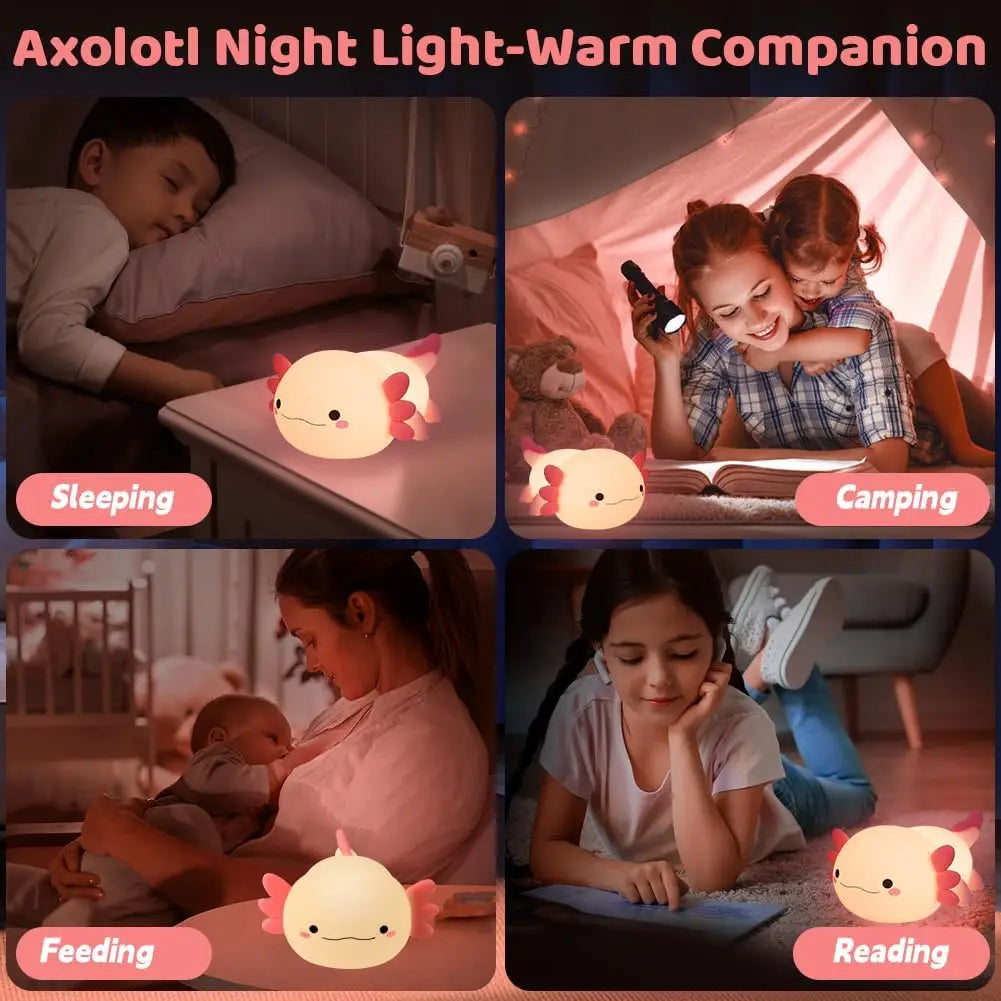Axolotl Night Light | LED Touch Control | Battery Powered | Kids Bedroom Gift