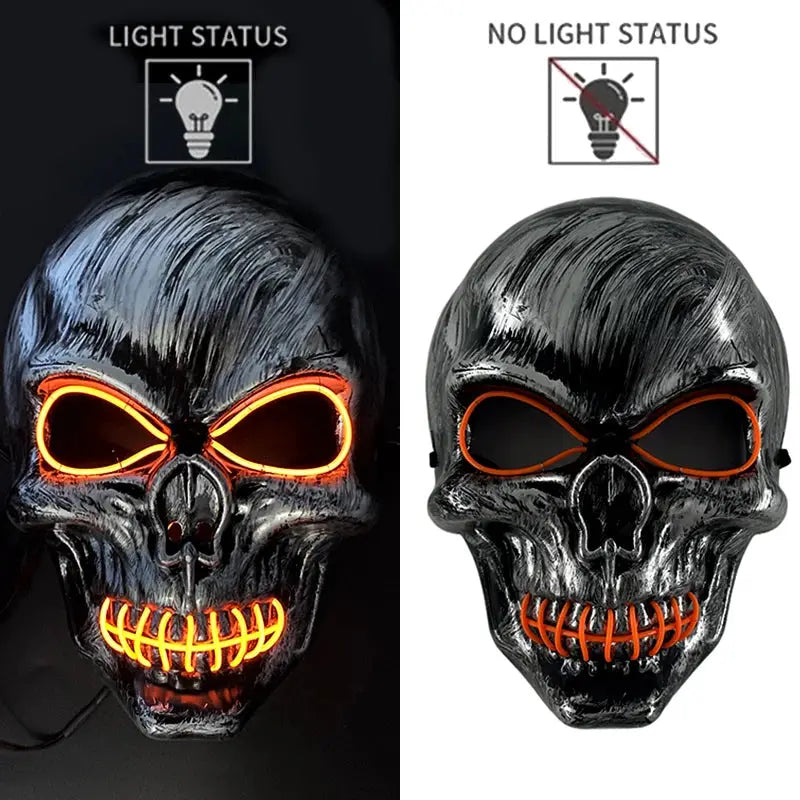 Evil Skull Mask Halloween Carnival Masquerade Haunted House Scary Decoration Cosplay Skeleton Scary Theme Party Light Up Mask - ToylandEU