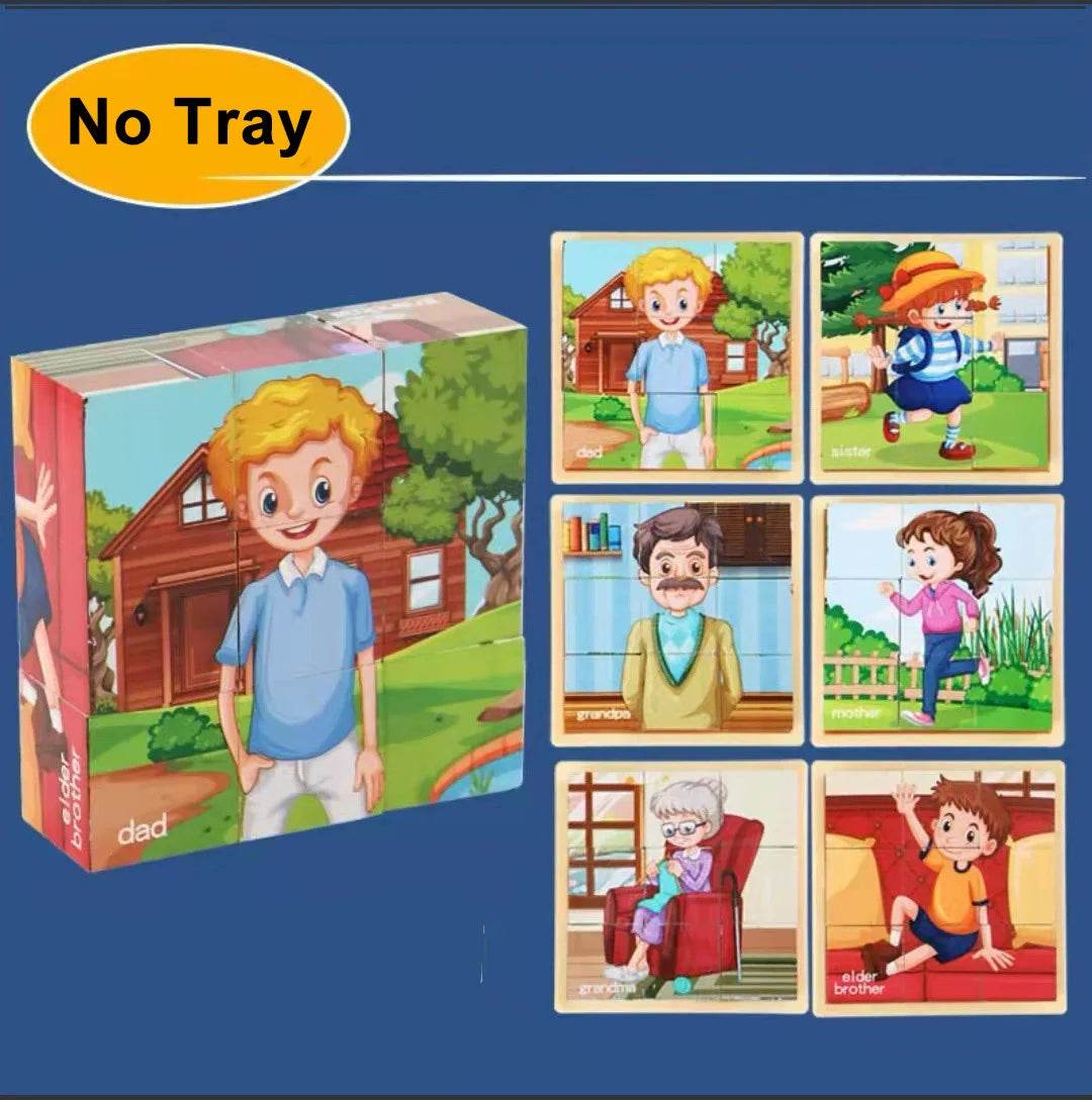 3D Cube Wooden Puzzle Children's Nine Pieces Six-Sided Block Montessori Educational Toy - ToylandEU