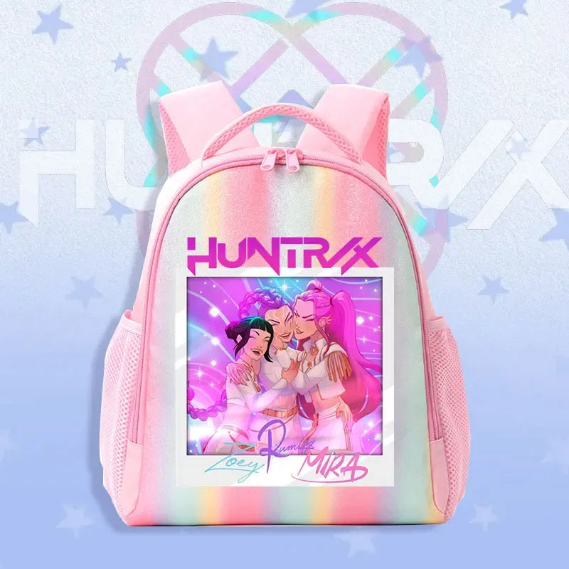 K Pop Demon Hunters Kids Backpack Rainbow Shoulder Bag