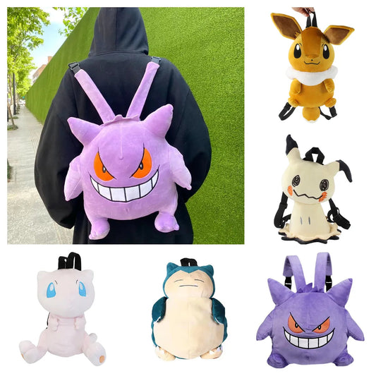 Cute Pokemon Gengar Backpack Kawaii Plush Bag Eevee Snorlax Mimikyu - ToylandEU