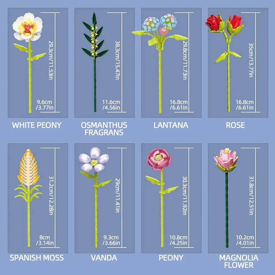 Flower Bouquet Building Blocks Eternal Flower Rose Sunflower Set - ToylandEU