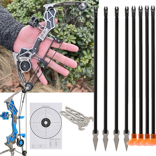 Mini Compound Bow | 12 Lb Draw Weight | Steel Frame | Portable Arrow Kit