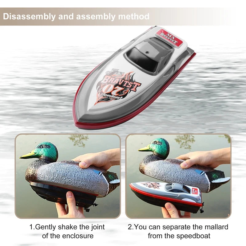 RC Remote Control V201 Duck Boat - 2.4GHz Waterproof RC Boat for Pool and Pond Hunting Decor