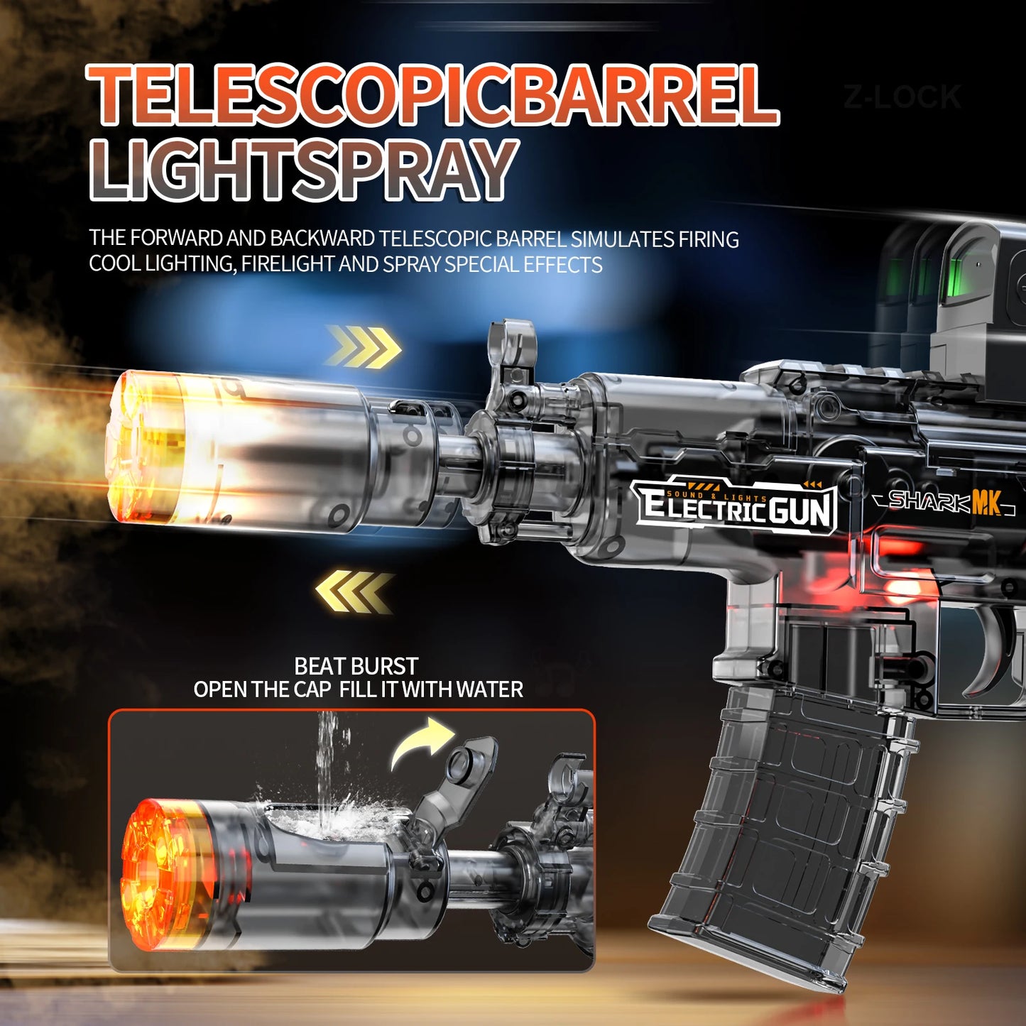 Water Gun | Electric Spray Gun With Sound Light | Lithium Battery | Ages 3 To 14