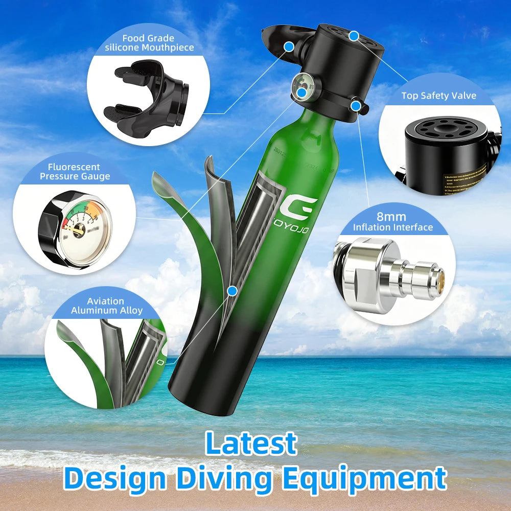 Mini Scuba Tank | 0.5L Capacity | Backup Air | Portable Diving Tank
