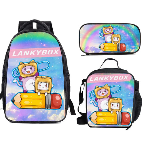 Three-piece Carton Villain Lankybox  Schoolbag Lunch Bag ToylandEU.com Toyland EU