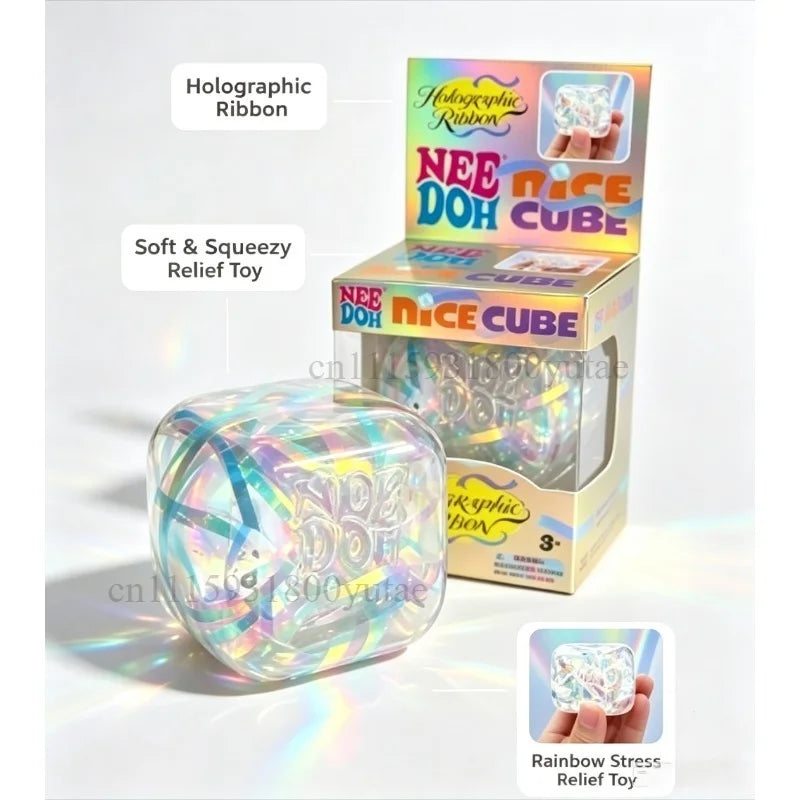 Stress Relief Squishy Cube | For Ages 14+ | Coffee Chocolate And Holographic