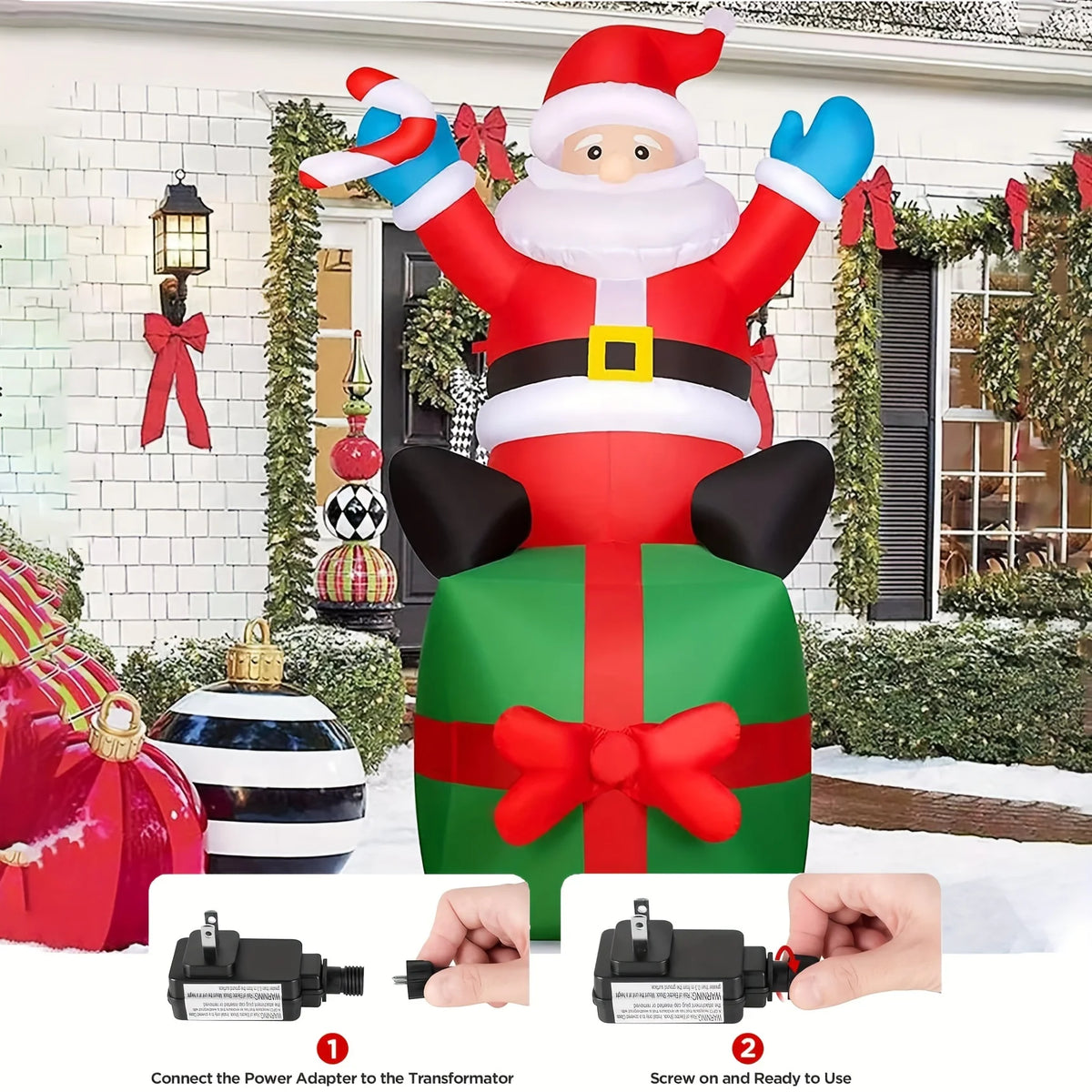 Christmas Inflatable Santa | 6.1 Ft Height | LED Lights | Outdoor Yard Decor