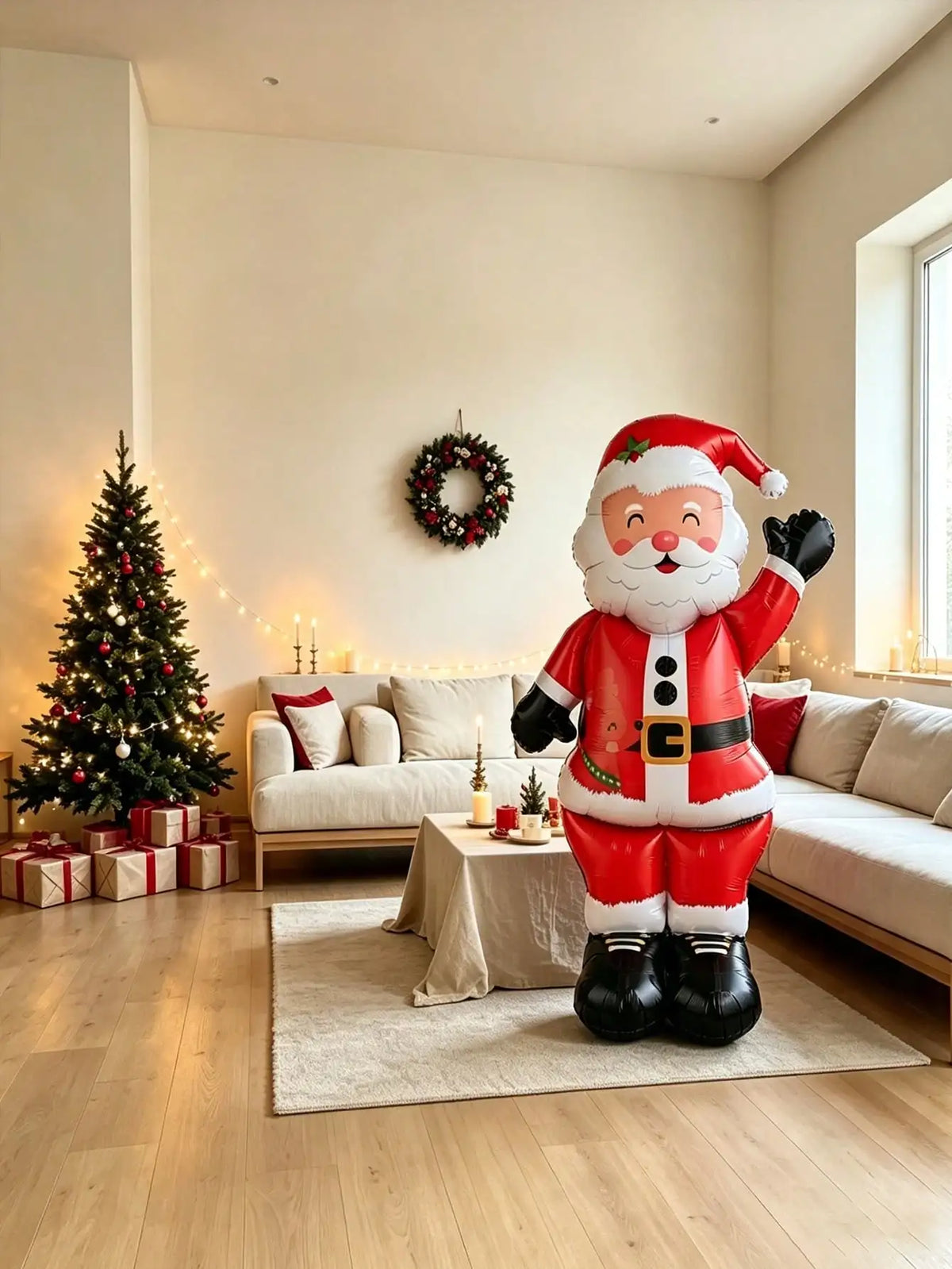 Santa Foil Balloon | 62 Inch Standing | Squinting Face | Holiday Party