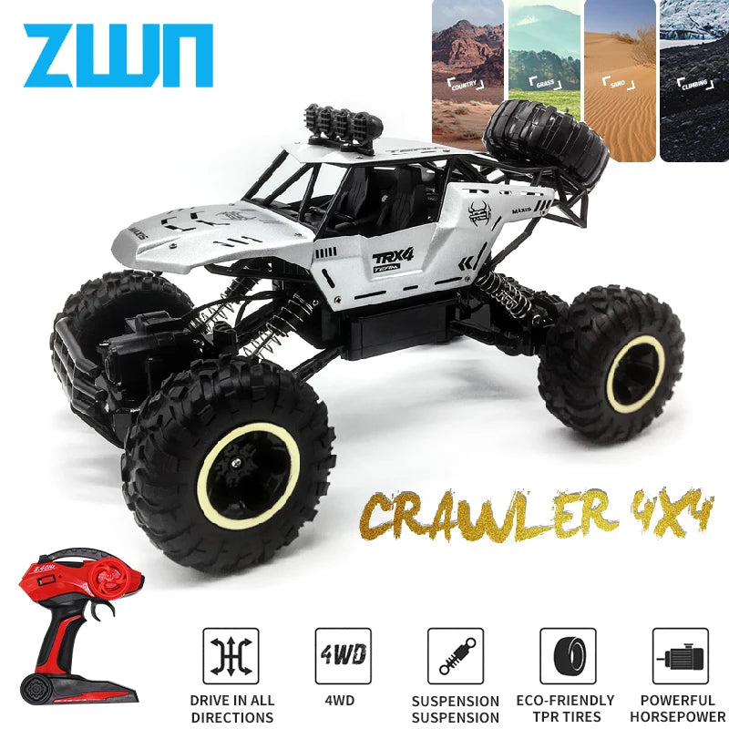 4WD RC Car With LED Lights For All Terrain Adventures