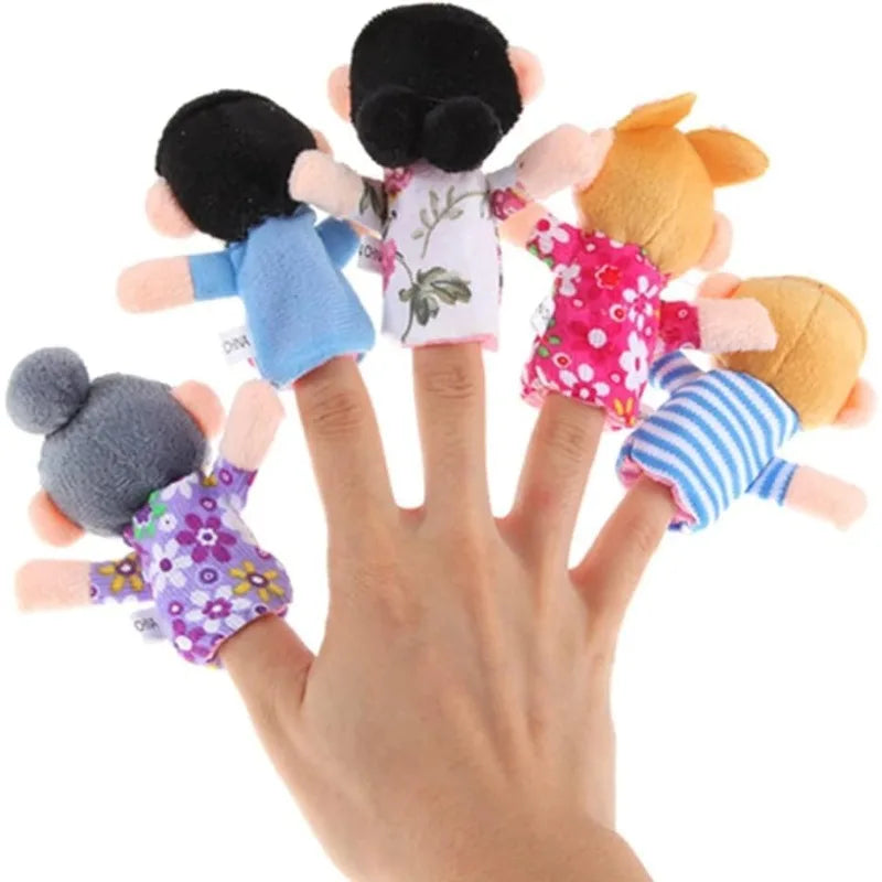Cloth Finger Puppets | Soft Fabric Weave | Funny Animal Faces | Six Pack Kids Toy