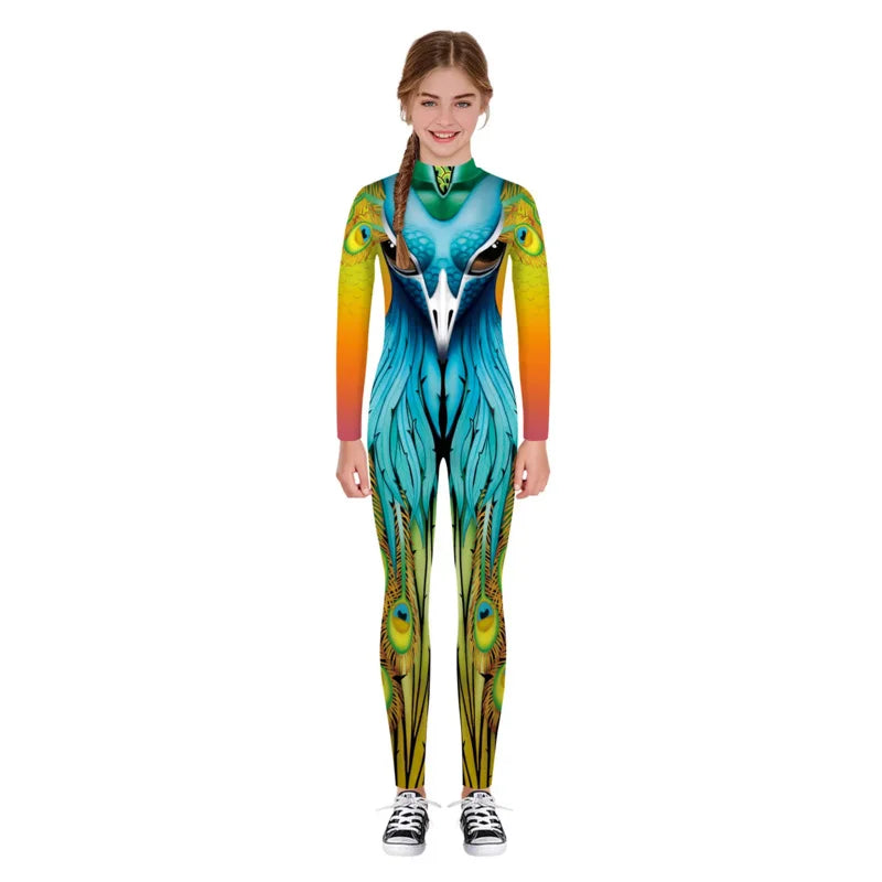 Vibrant Peacock 3D Costume - Unisex Kids' Halloween Costume Delight