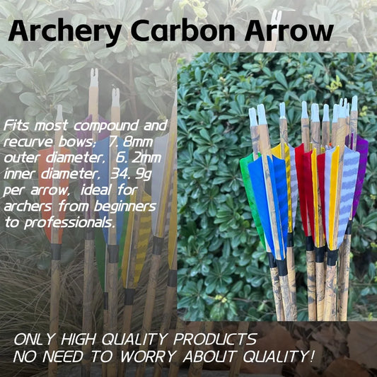 Carbon Arrows | 30 Inch | 500 Spine | 4 Inch Natural Feather | 12 Pack