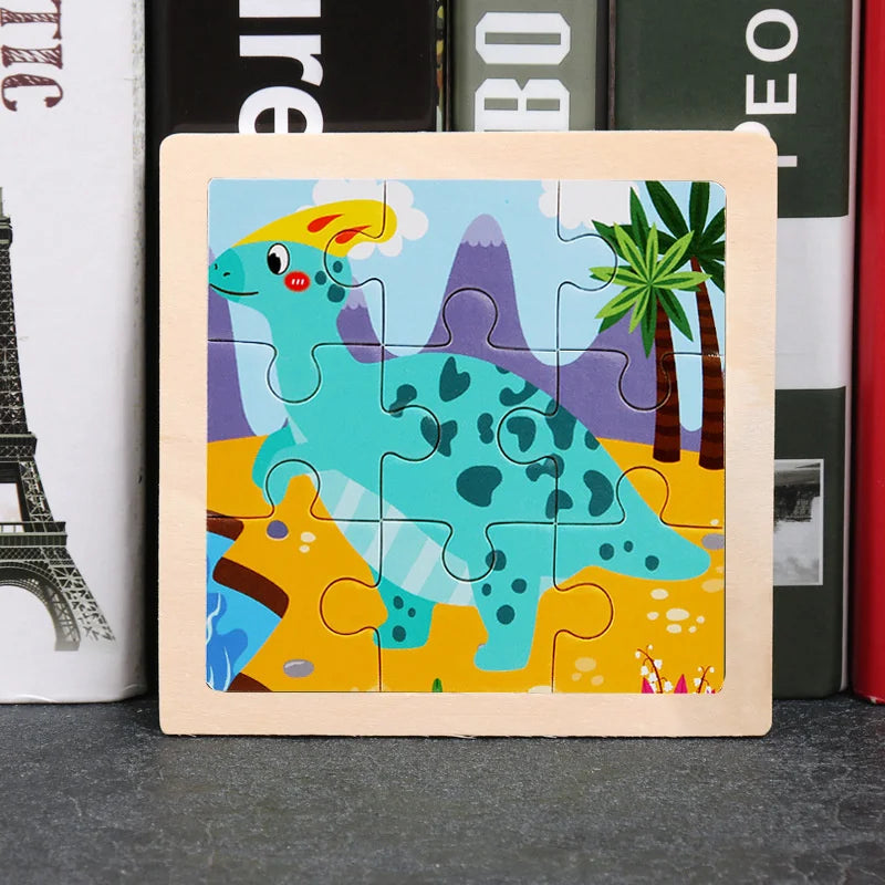 3D Wooden Puzzle | 11x11cm | Animal and Vehicle Cartoon Theme | Unisex