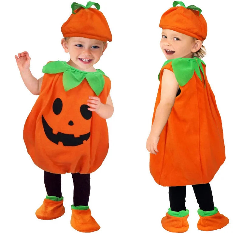 Adorable Unisex Pumpkin Baby Costume with Hat for Halloween Fun