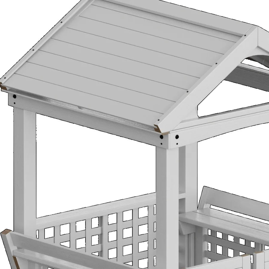 Durable Wooden Outdoor Playhouse With Built In Bench