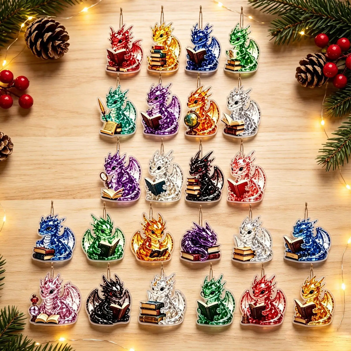 Advent Calendar | 2026 Dragon Figurines | 24 Piece 2D Flat Acrylic Countdown | Cute Christmas Gift