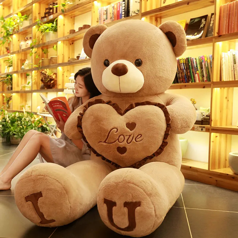 Big Teddy Bear 100cm I LOVE YOU Plush Toy Lovely Huge Stuffed Soft - ToylandEU