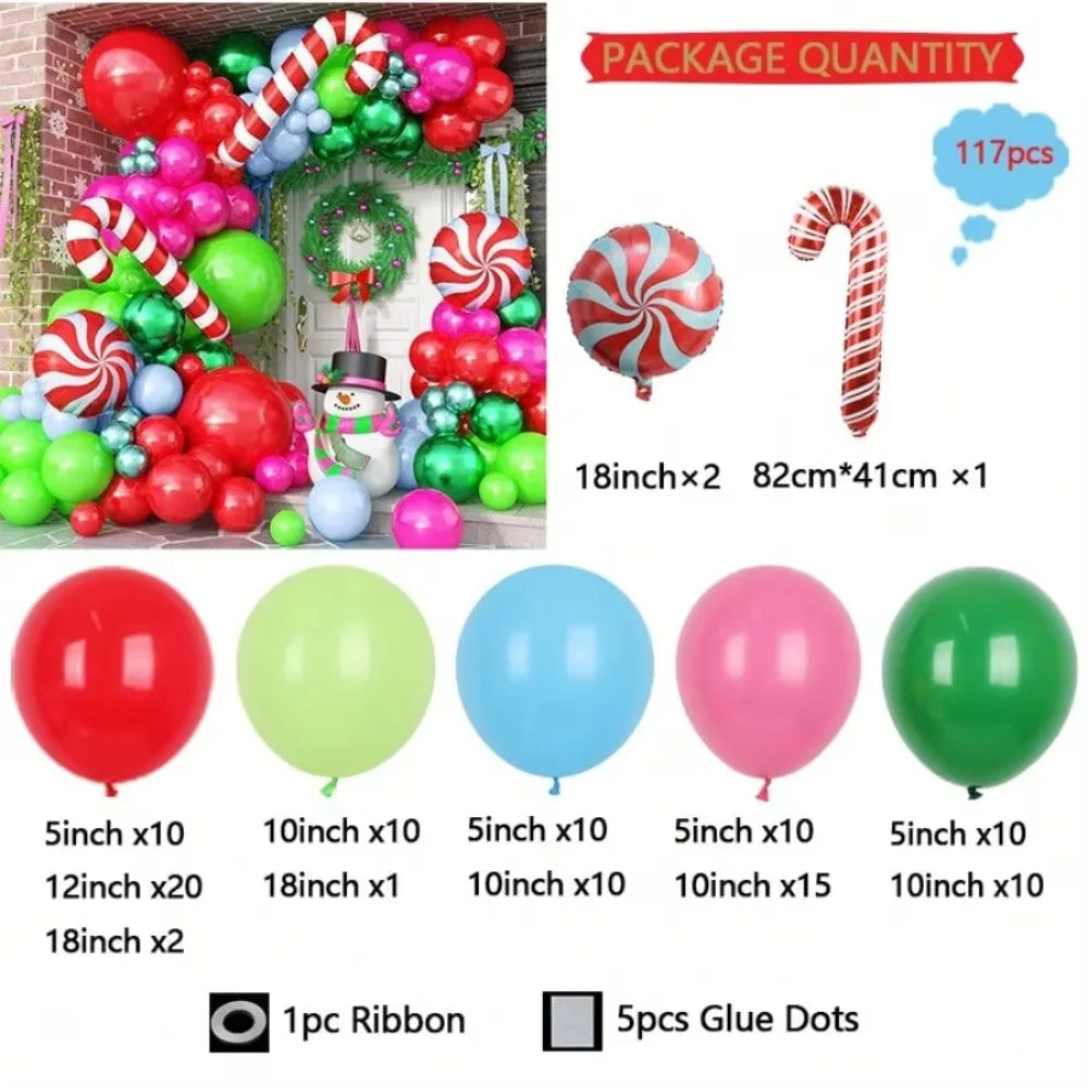 Candy Balloon Garland Kit | Christmas Theme | Hot Pink And Green | Party Decor