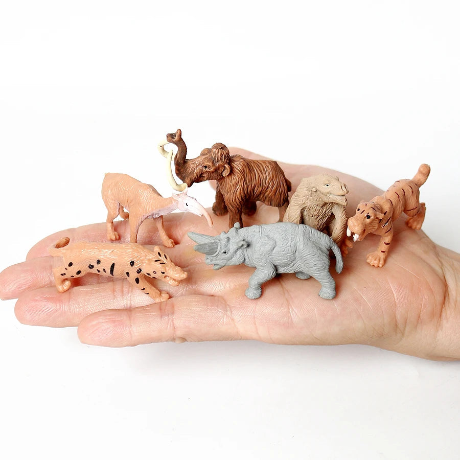 Realistic Mini Prehistoric Animals Toy Set with Mammoth and Smilodon Figurines - 18 Pieces - ToylandEU