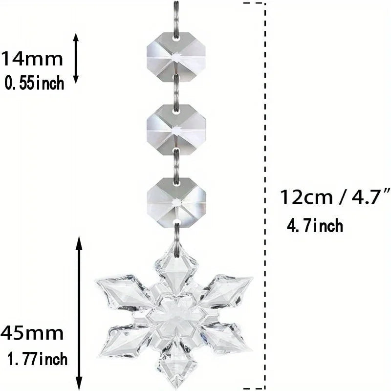 Acrylic Christmas Ornaments | Clear Snowflake Shape | 10 Piece Set for Trees