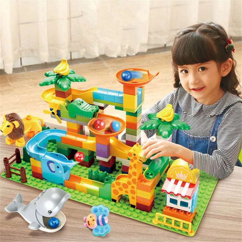 Marble Run Big Building Blocks Set with Rolling Ball