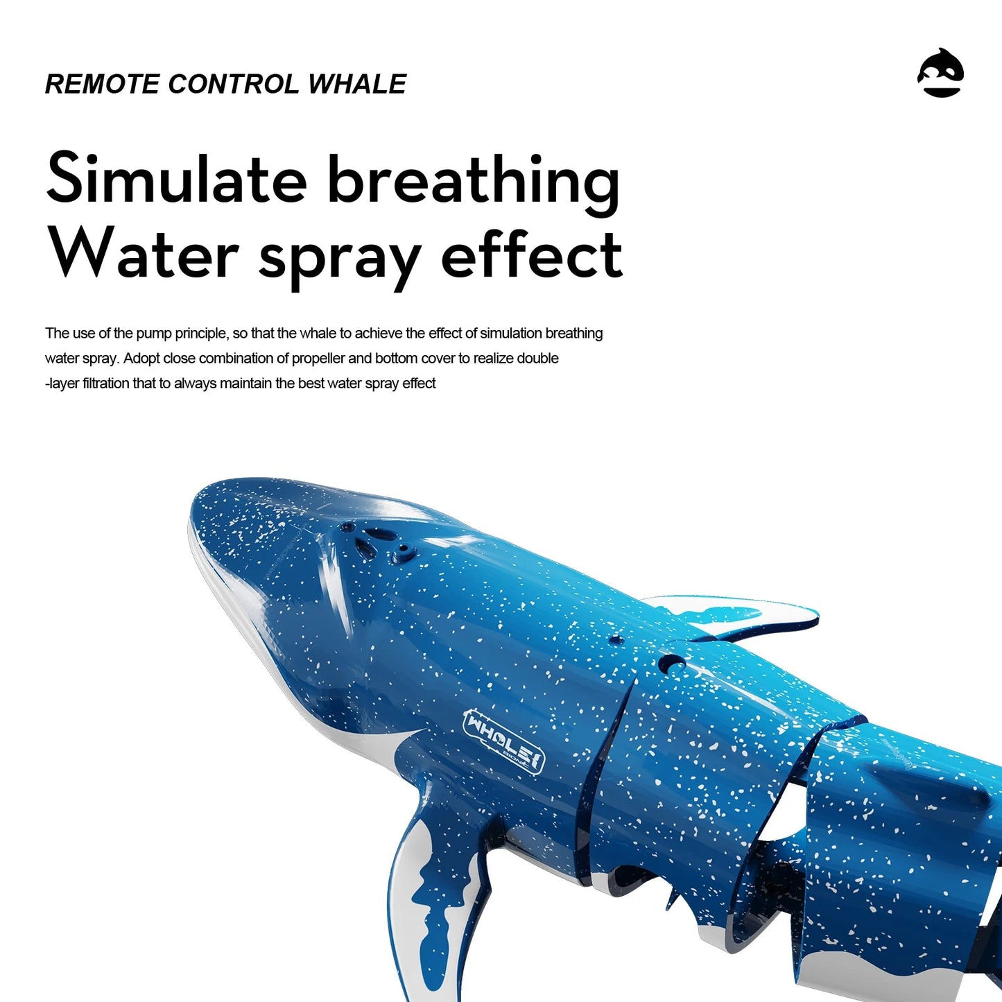 Whale Submarine Remote Control Toy with Diving and Water Spraying Functions - ToylandEU