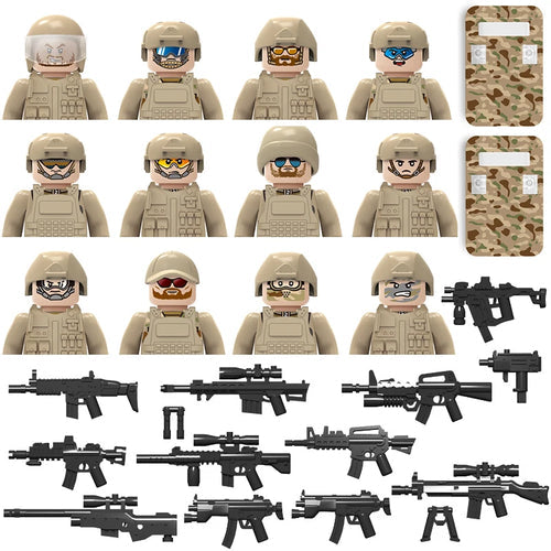 Military Army and Police Building Blocks Figures Set, including WW2 Soldier and SWAT Officer Toys ToylandEU.com Toyland EU