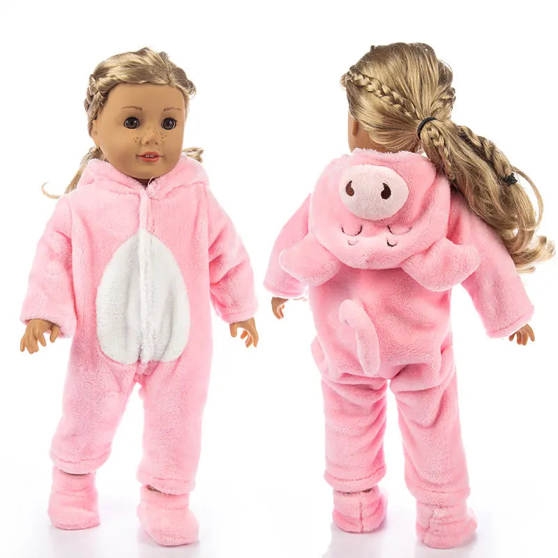 Cozy Animal Pajamas For 18 Inch American Girl Doll