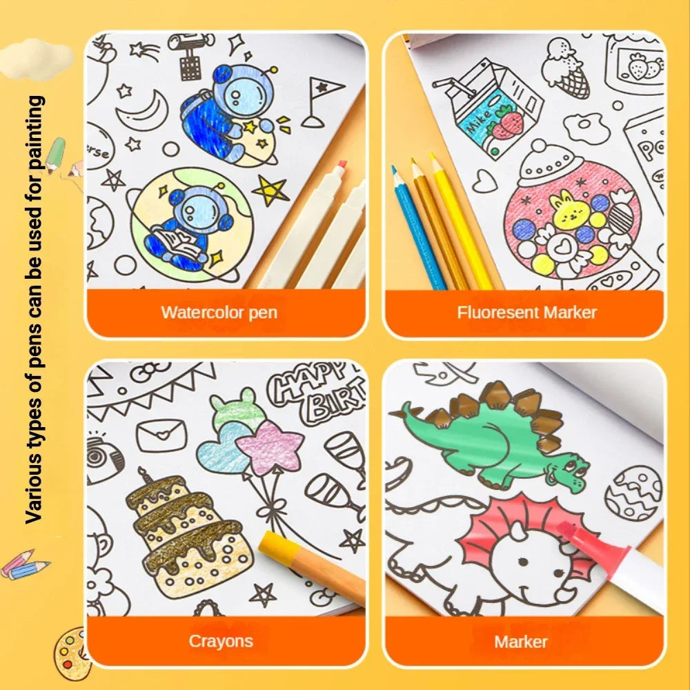 Children's Color Filling Drawing Book with Sticky Craft Coloring