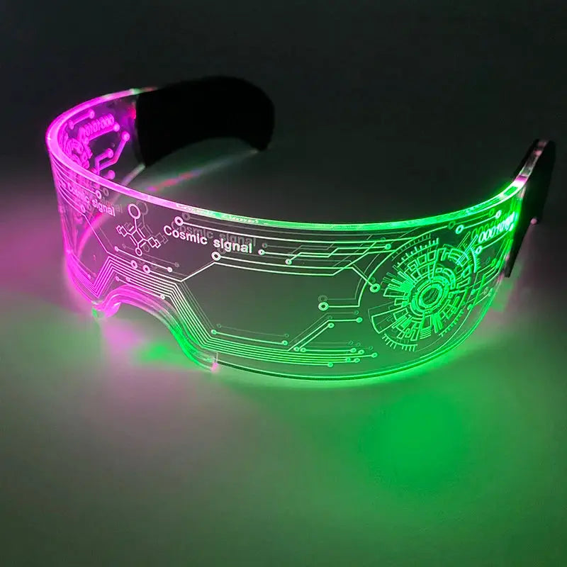 New Acrylic Luminous Glowing Cyberpunk Glasses LED Light Up Halloween Party Glasses Bar Club Props Neon Glasses Supplies - ToylandEU