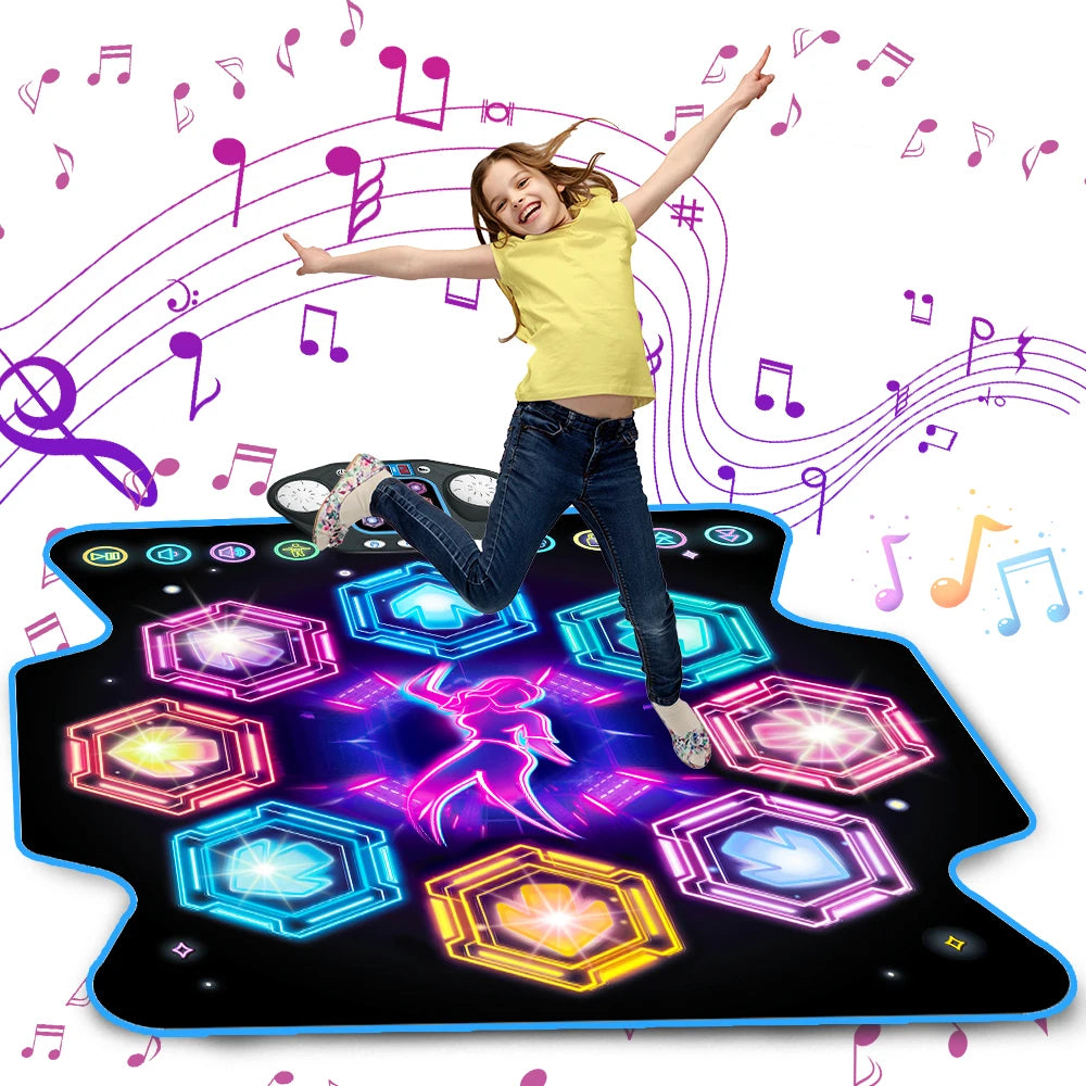 Bluetooth Dance Mat for Kids - 27 Levels, 6 LED Keys, Interactive Music Game Toy for Ages 3-8